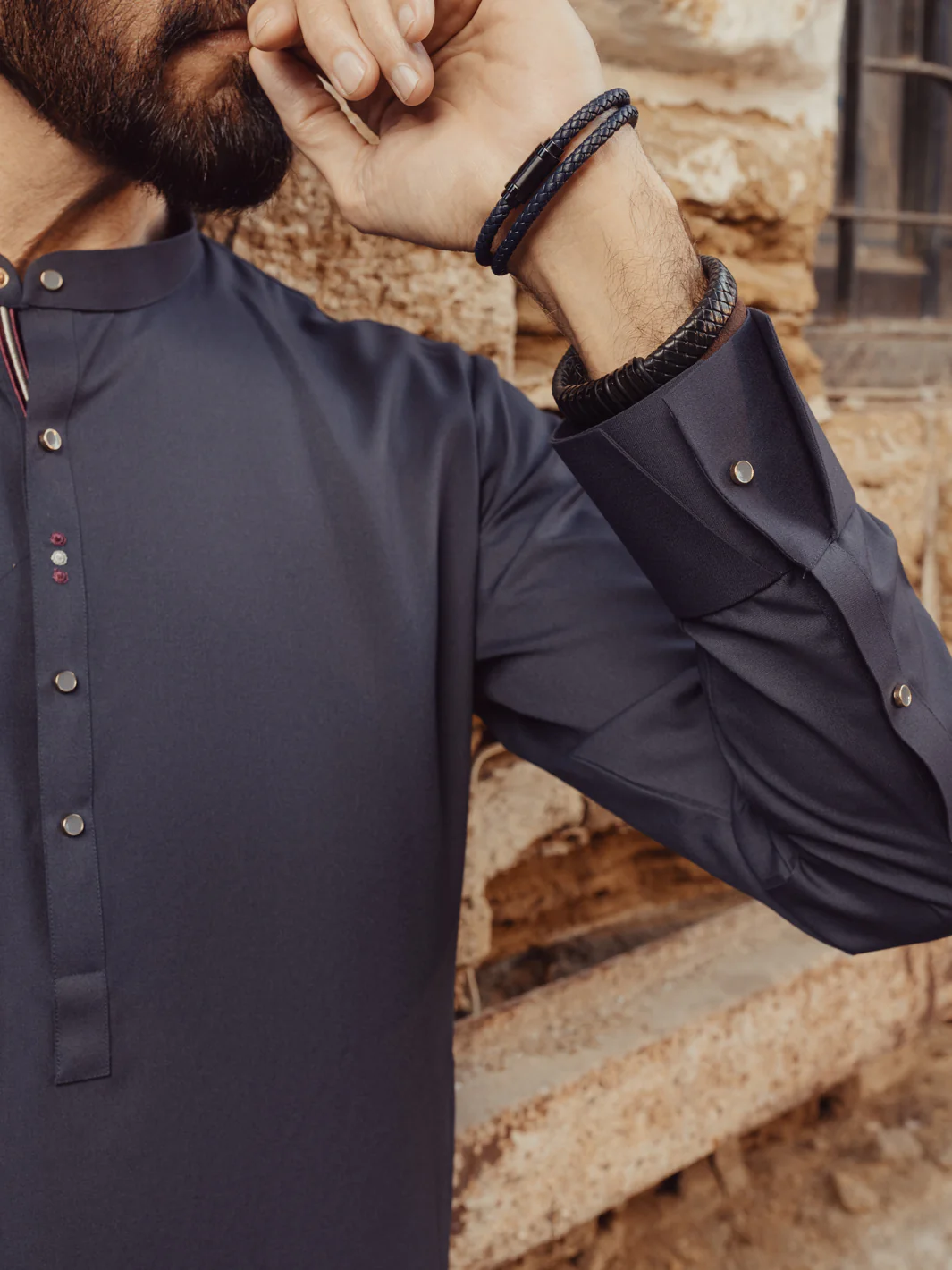 GREY BLENDED KURTA TROUSERS | AL-KT-3000B/AM-6145-B1 - Image 2