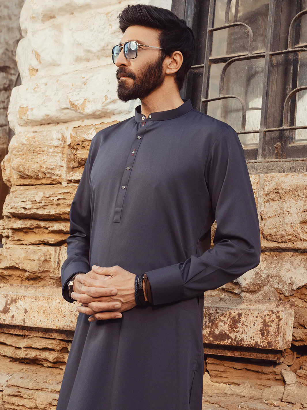 GREY BLENDED KURTA TROUSERS | AL-KT-3000B/AM-6145-B1 - Image 3