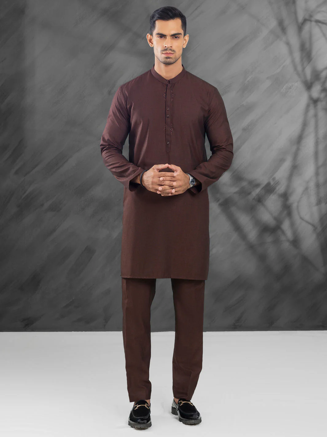 DARK BROWN BLENDED KURTA TROUSERS | AL-KT-3030/AM-6170B