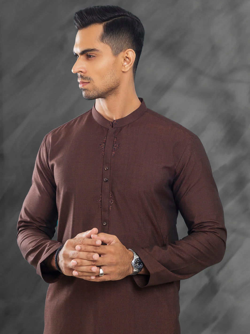 DARK BROWN BLENDED KURTA TROUSERS | AL-KT-3030/AM-6170B - Image 3