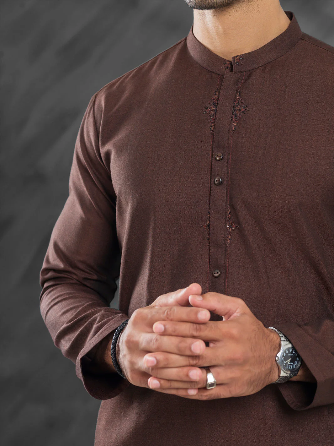 DARK BROWN BLENDED KURTA TROUSERS | AL-KT-3030/AM-6170B - Image 4