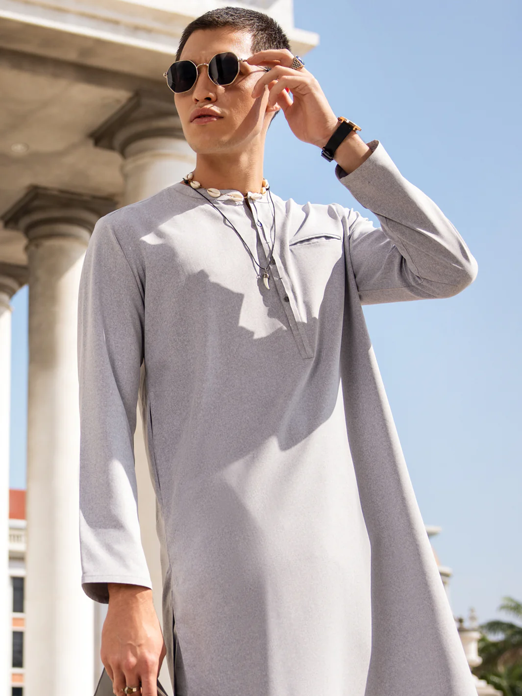 LIGHT BLUE BLENDED KURTA TROUSERS | AL-KT-3043B/AM-2145B - Image 3