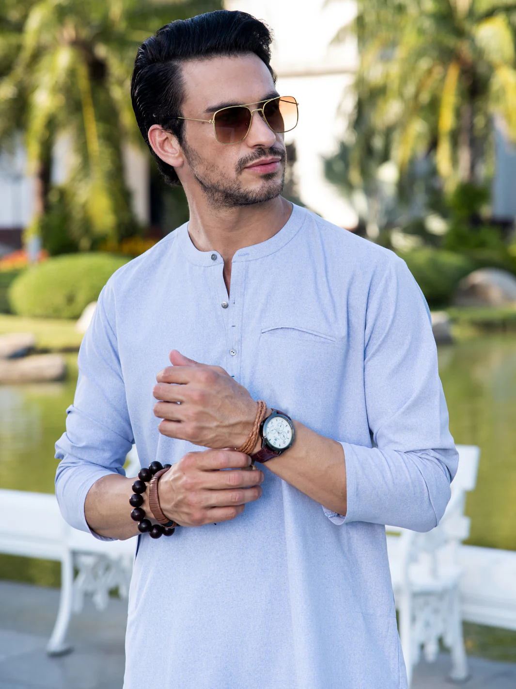 LIGHT GREY BLENDED KURTA TROUSERS | AL-KT-3043C/AM-2145E - Image 2
