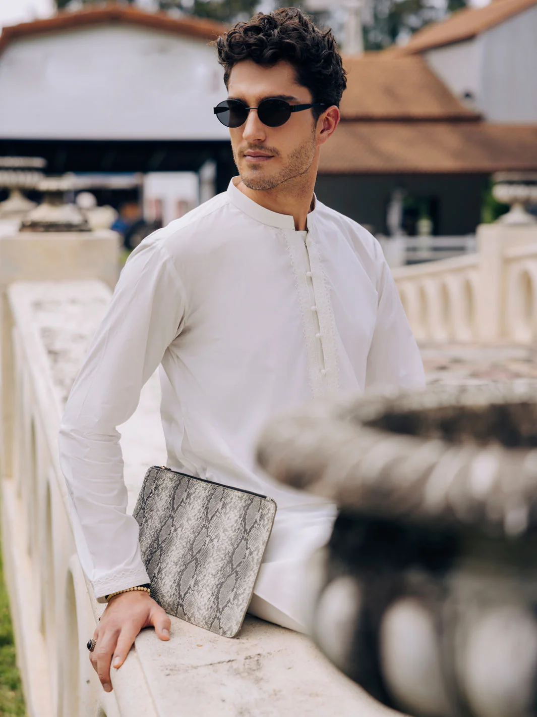 OFF WHITE COTTON KURTA TROUSERS | AL-KT-3058/AM-6219A - Image 2