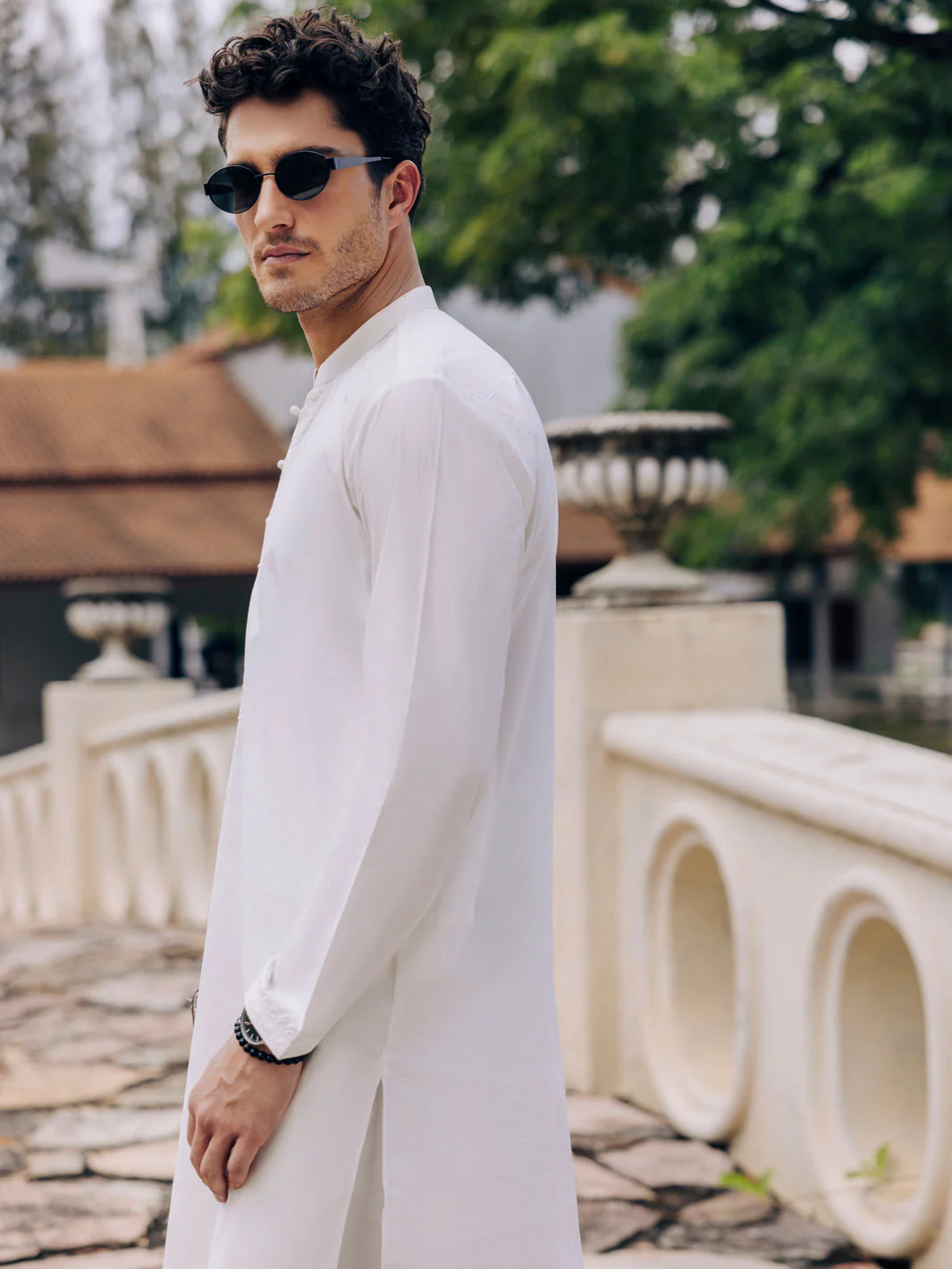 OFF WHITE COTTON KURTA TROUSERS | AL-KT-3058/AM-6219A - Image 4