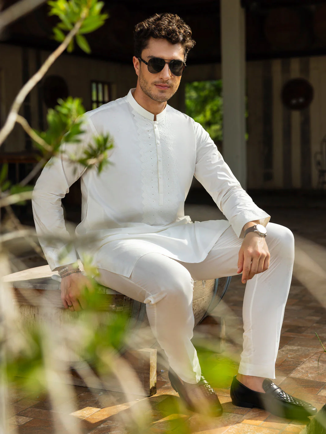 OFF WHITE COTTON KURTA TROUSERS | AL-KT-3059/AM-6219A - Image 4