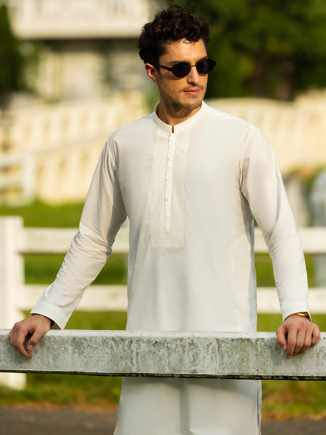 OFF WHITE COTTON KURTA TROUSERS | AL-KT-3060/AM-6219A - Image 2