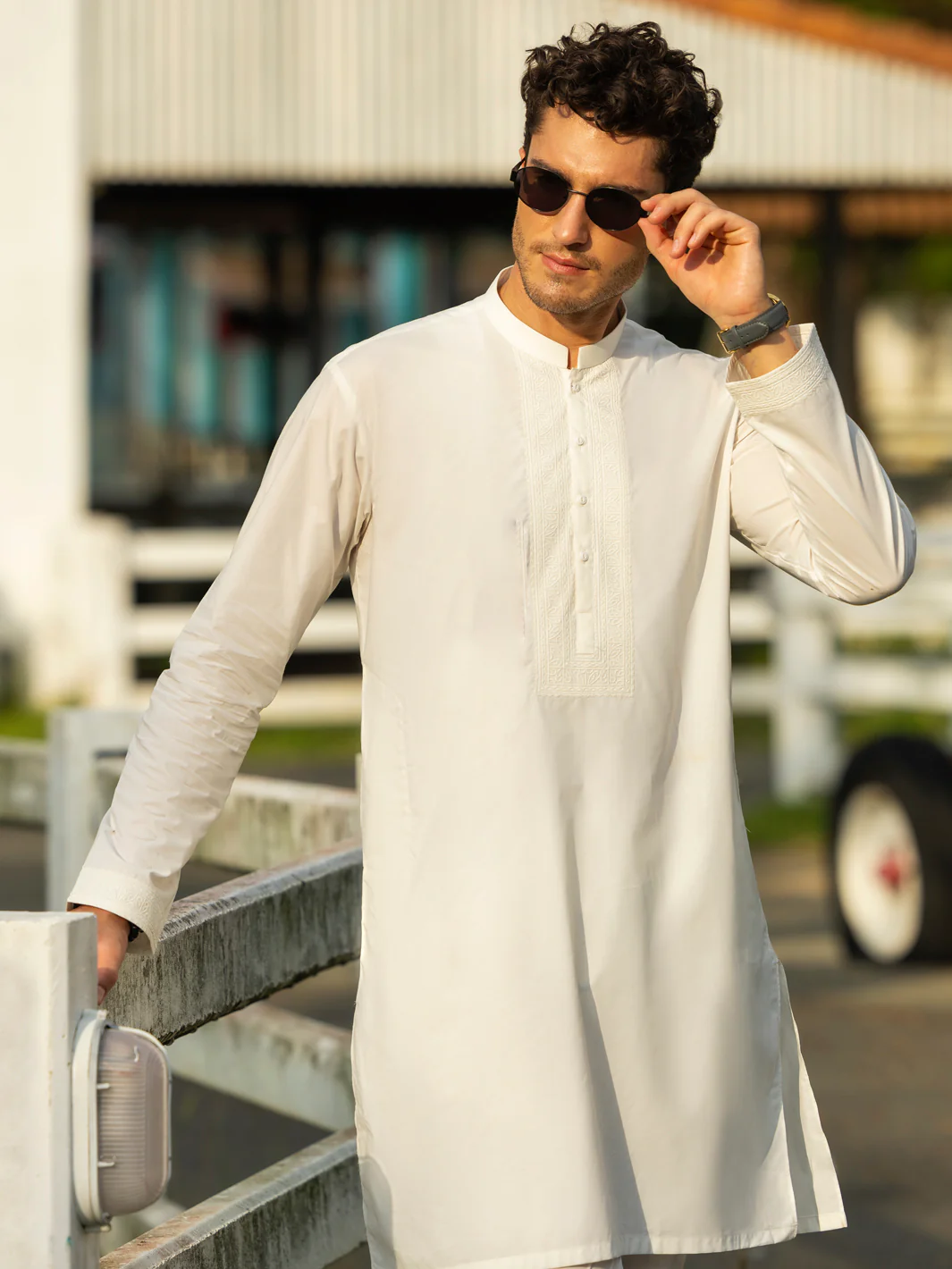 OFF WHITE COTTON KURTA TROUSERS | AL-KT-3060/AM-6219A - Image 4