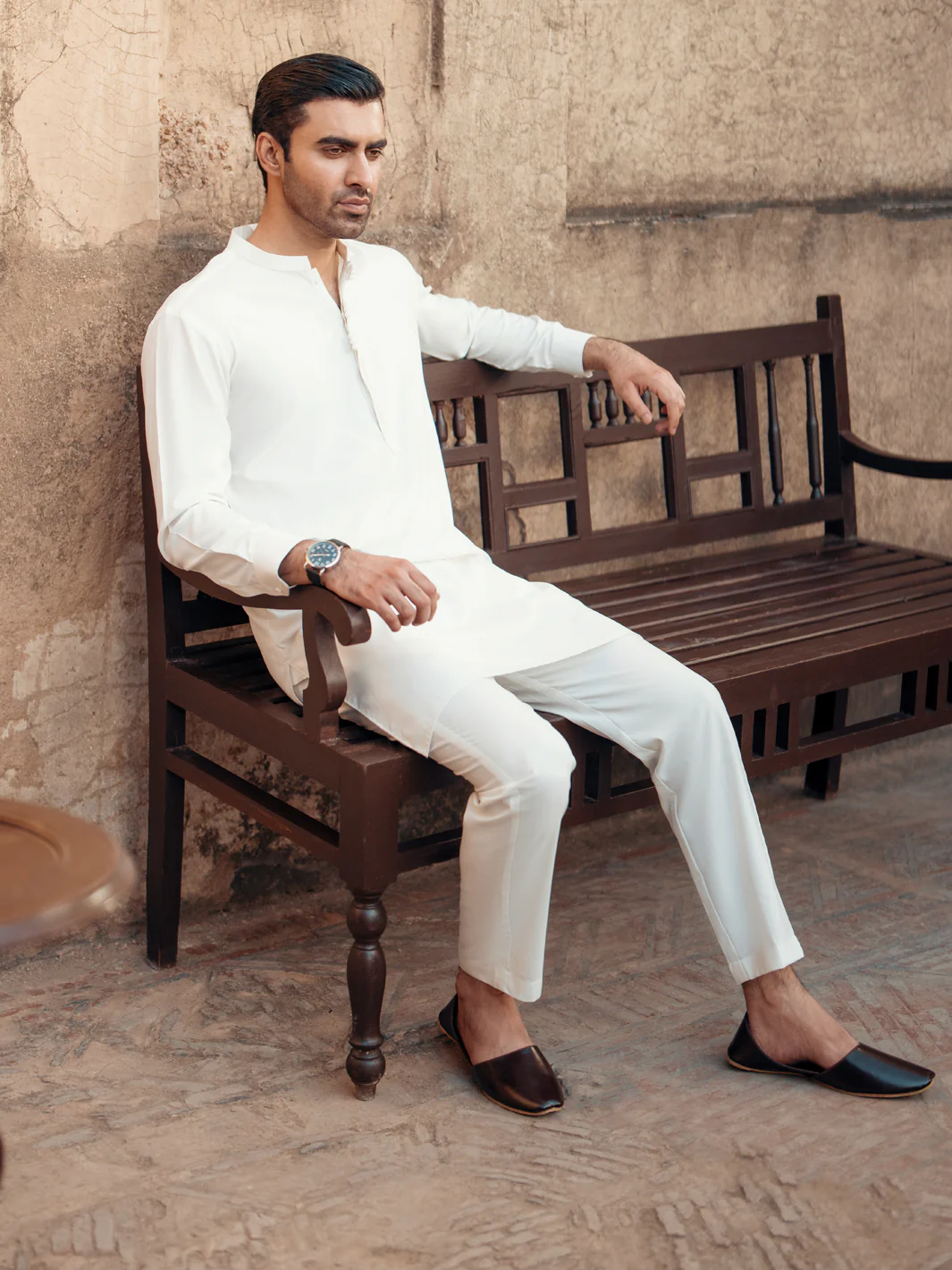 WHITE BLENDED KURTA TROUSERS | AL-KT-3062/AM-6189E - Image 4