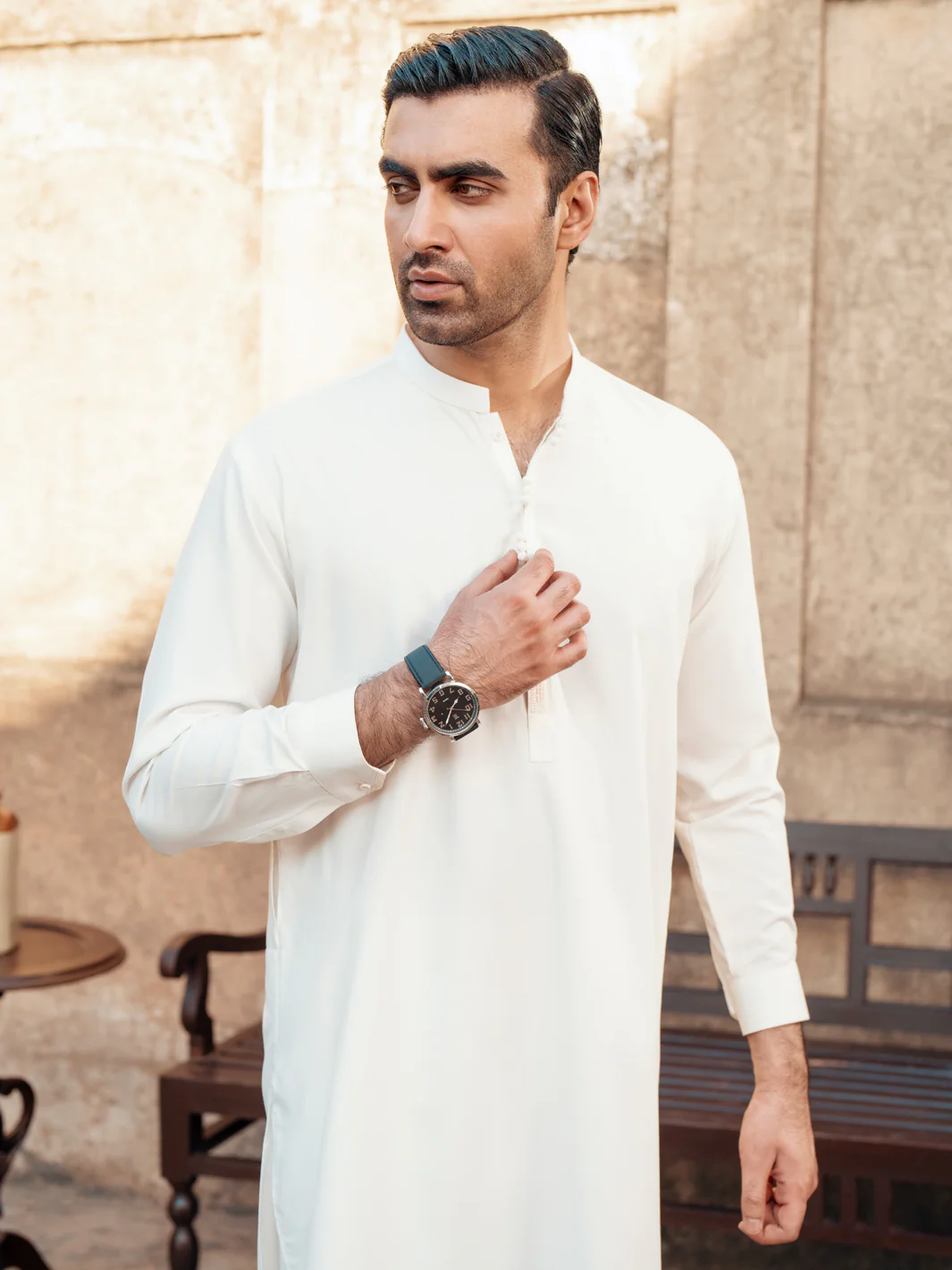 WHITE BLENDED KURTA TROUSERS | AL-KT-3062/AM-6189E - Image 5