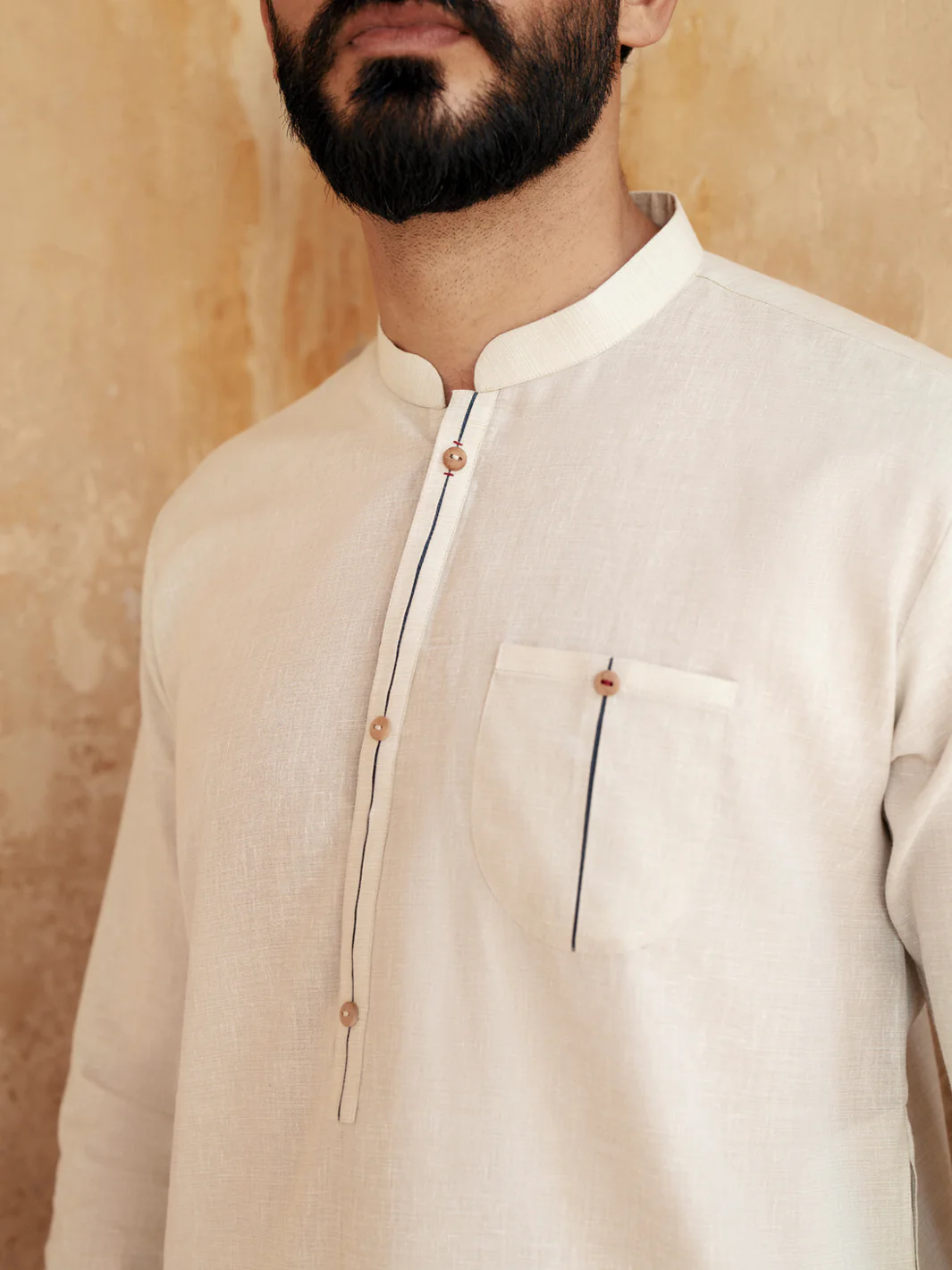 LIGHT BLUE BLENDED KURTA TROUSERS | AL-KT-3065/AM-6199D - Image 2