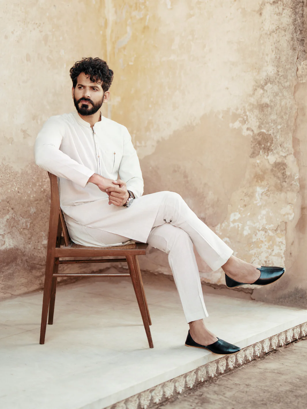 LIGHT BLUE BLENDED KURTA TROUSERS | AL-KT-3065/AM-6199D - Image 3