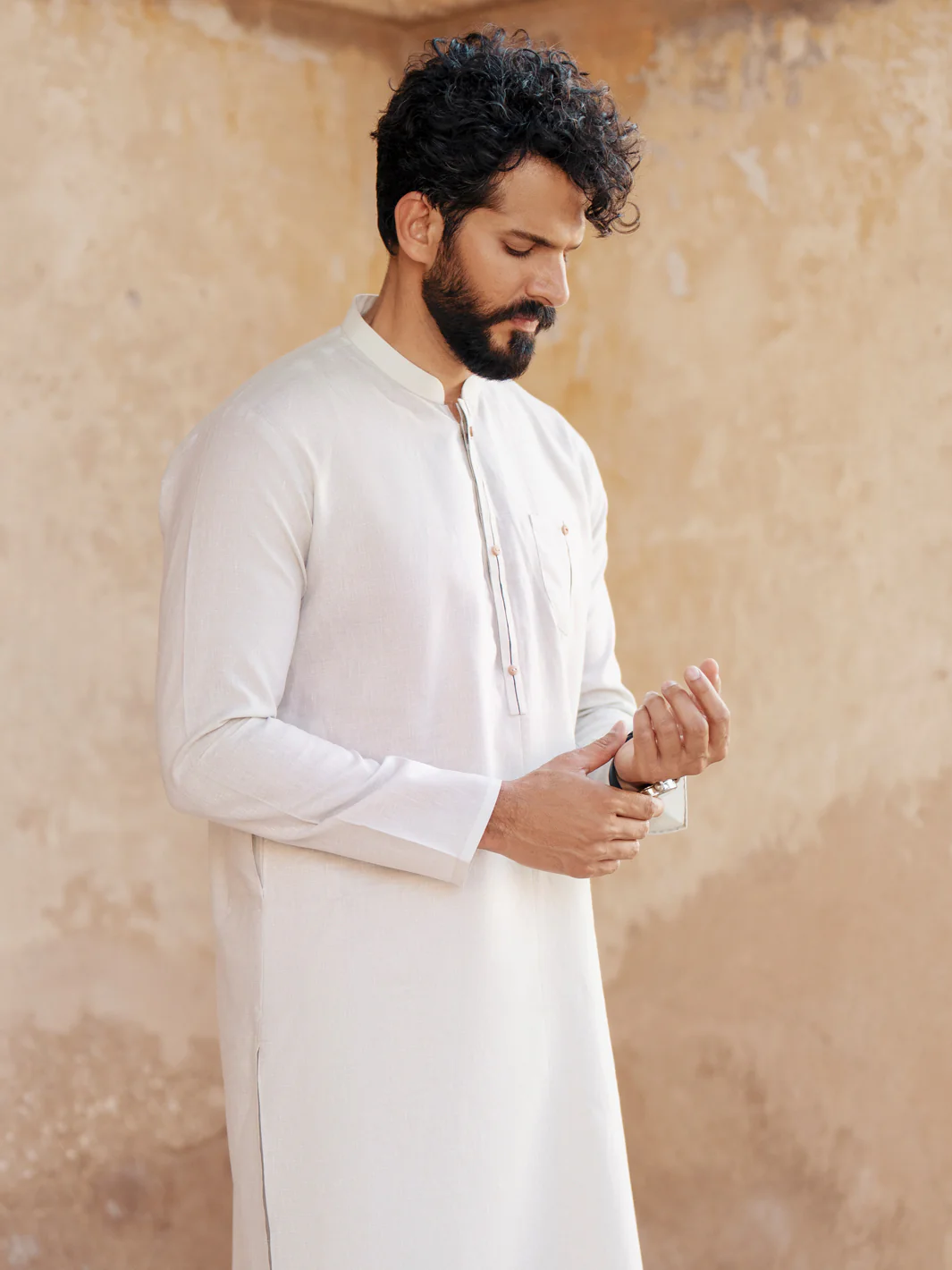 LIGHT BLUE BLENDED KURTA TROUSERS | AL-KT-3065/AM-6199D - Image 5