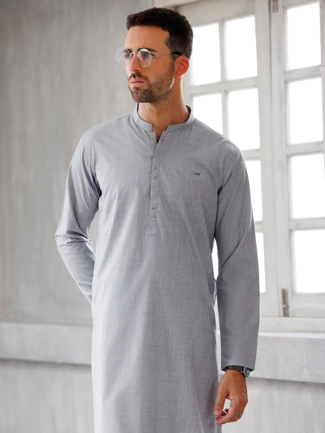 ASH GREY BLENDED KURTA TROUSERS | AL-KT-3100/AM-6209D - Image 4