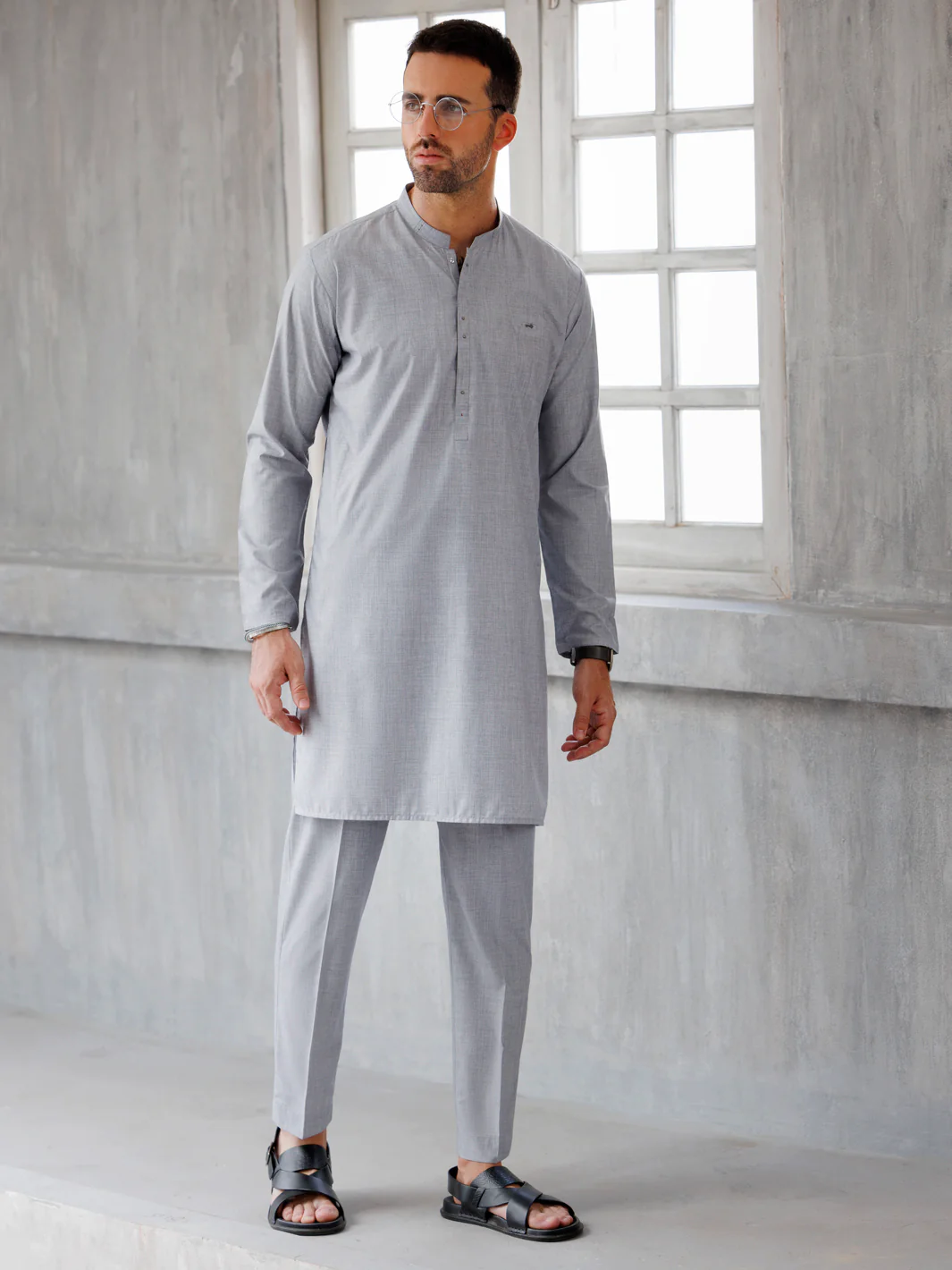 ASH GREY BLENDED KURTA TROUSERS | AL-KT-3100/AM-6209D - Image 5