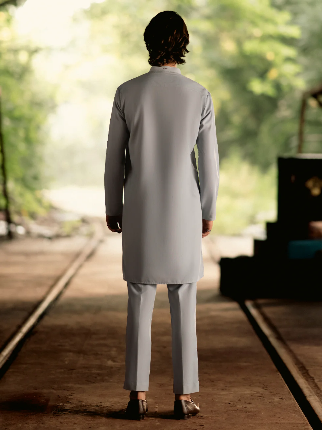 LIGHT BLUE BLENDED KURTA TROUSERS | AL-KT-3114/AM-6172C - Image 2