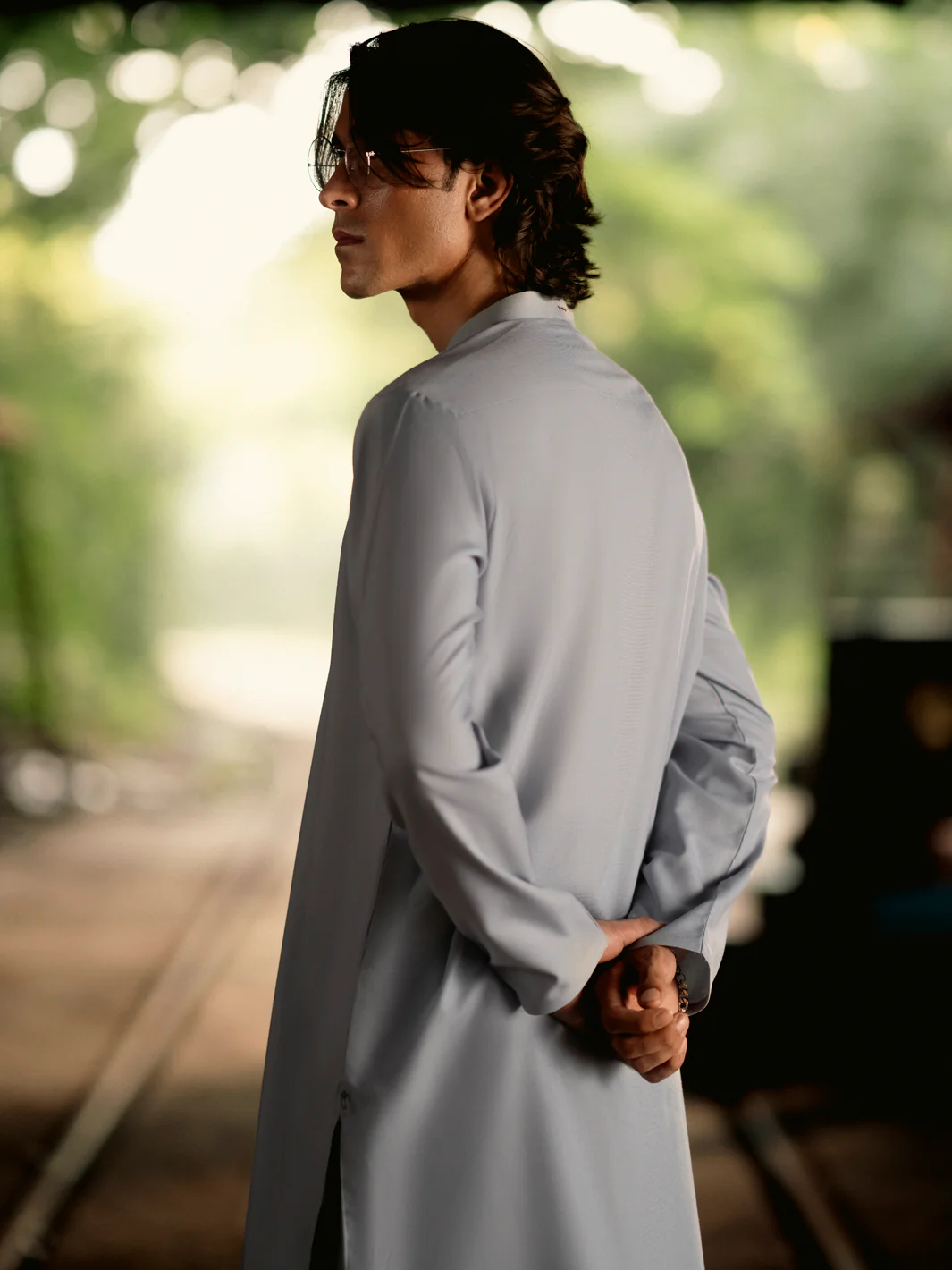 LIGHT BLUE BLENDED KURTA TROUSERS | AL-KT-3114/AM-6172C - Image 3