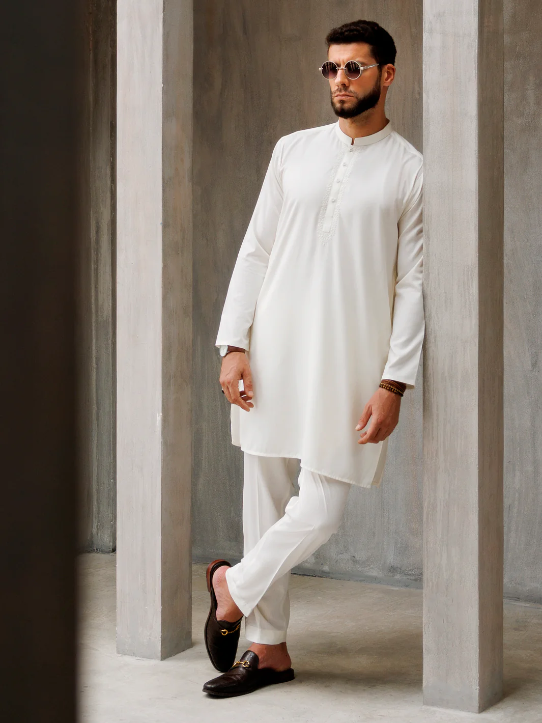 OFF WHITE BLENDED KURTA TROUSERS | AL-KT-3121/AM-6189F - Image 4