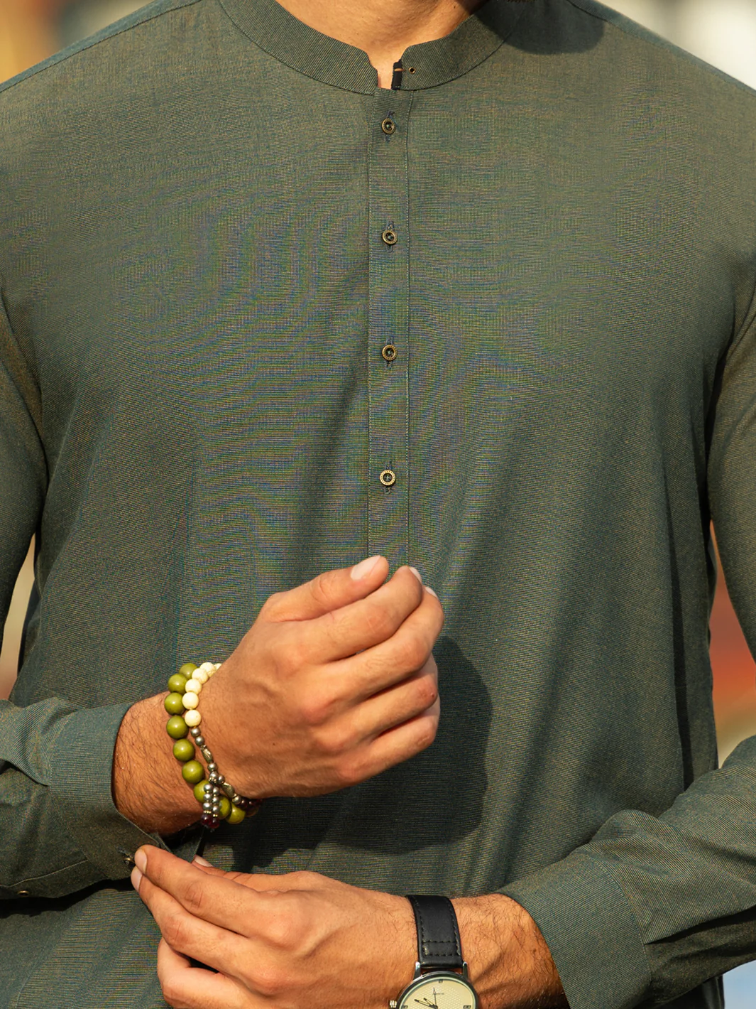 GREEN BLENDED KURTA TROUSERS | AL-KT-3178A/AM-6270C - Image 2
