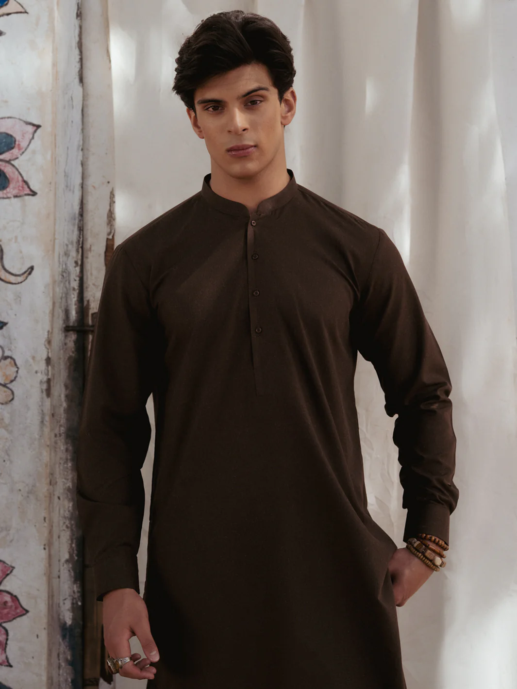 DARK BROWN BLENDED KURTA TROUSERS | AL-KT-3179/AM-6290B - Image 2