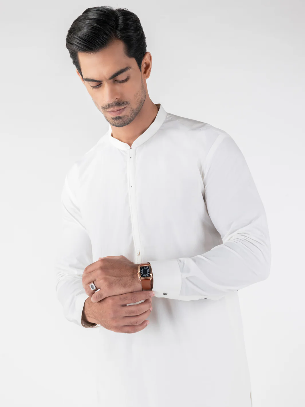OFF WHITE COTTON KURTA TROUSERS | AL-KT-3219/AM-6332A - Image 2
