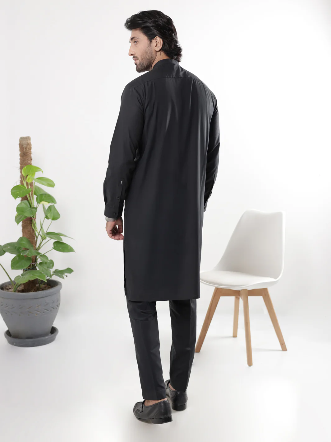 BLACK COTTON KURTA TROUSERS | AL-KT-3221/AM-6332C - Image 3
