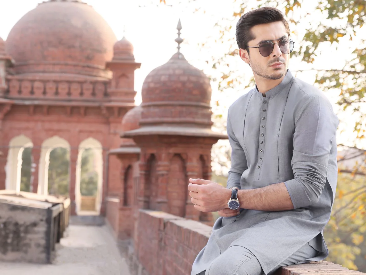 LIGHT BLUE COTTON KURTA TROUSERS | AL-KT-US-2533 V-2 2021 - Image 2