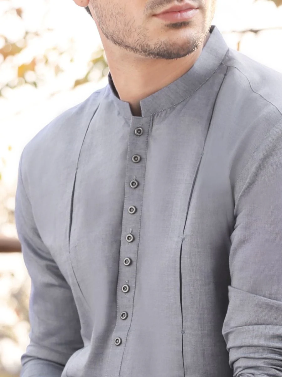LIGHT BLUE COTTON KURTA TROUSERS | AL-KT-US-2533 V-2 2021 - Image 3