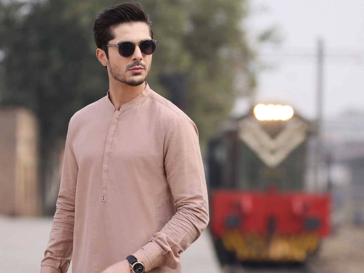 BEIGE COTTON KURTA TROUSERS | AL-KT-US-2554 V-1 2021 - Image 2