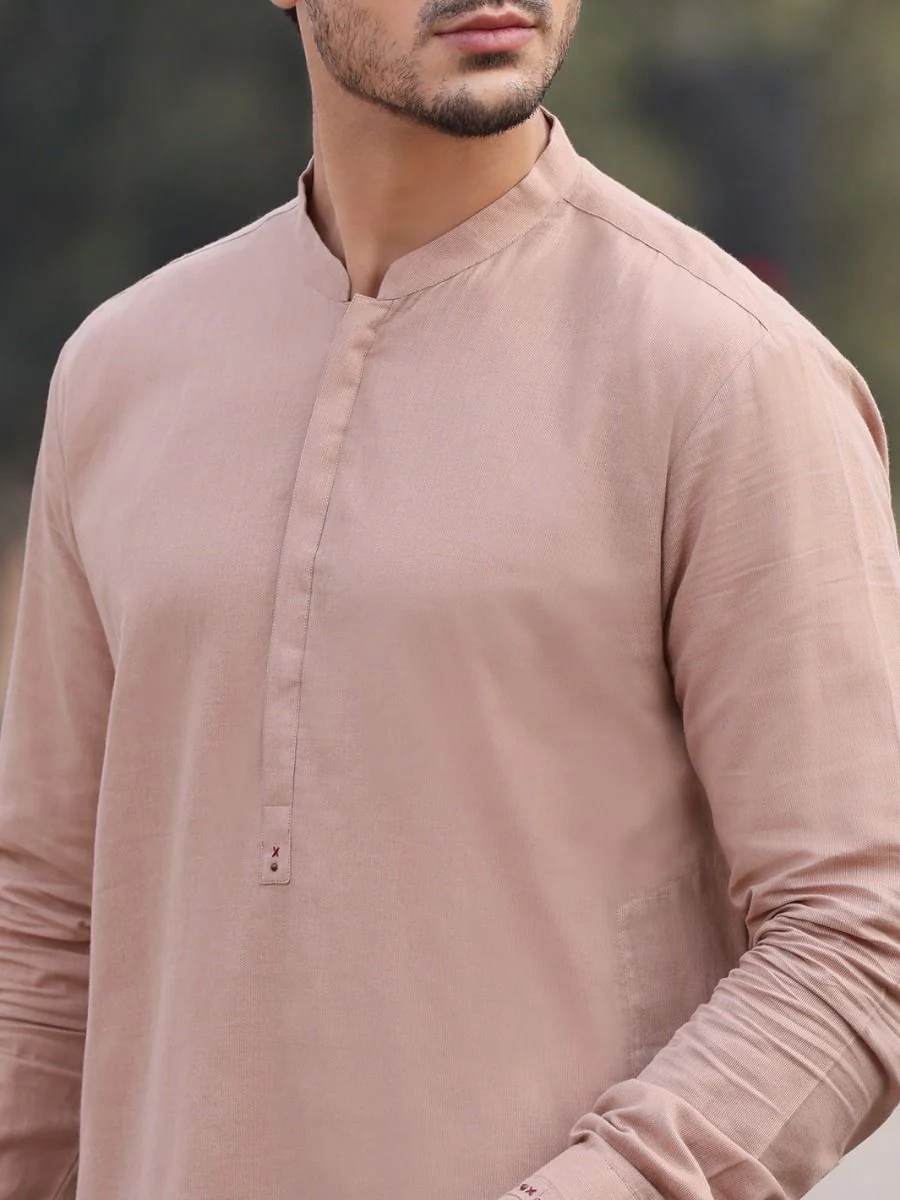 BEIGE COTTON KURTA TROUSERS | AL-KT-US-2554 V-1 2021 - Image 3