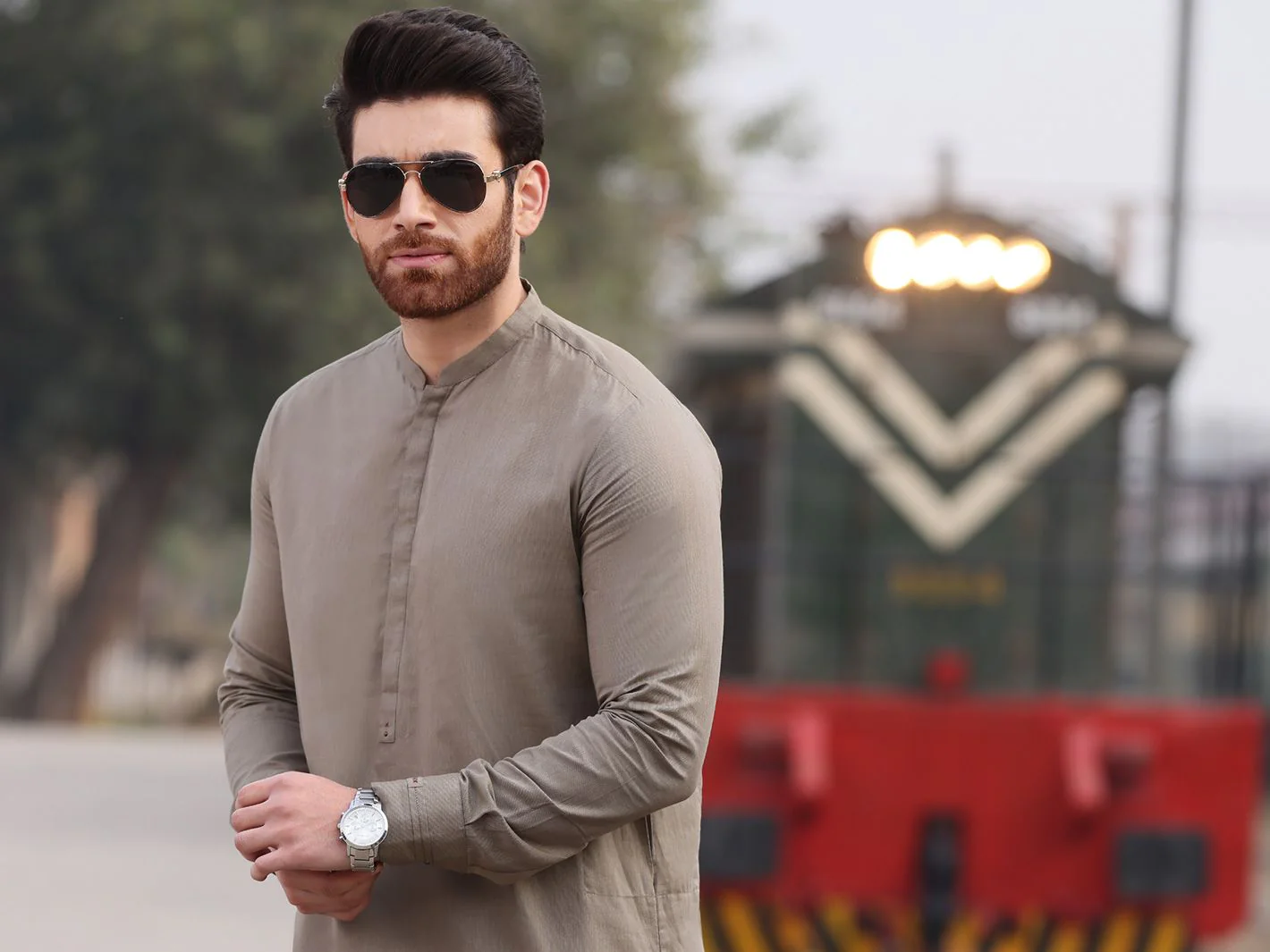 GREEN COTTON KURTA TROUSERS | AL-KT-US-2555 V-1 2021 - Image 2