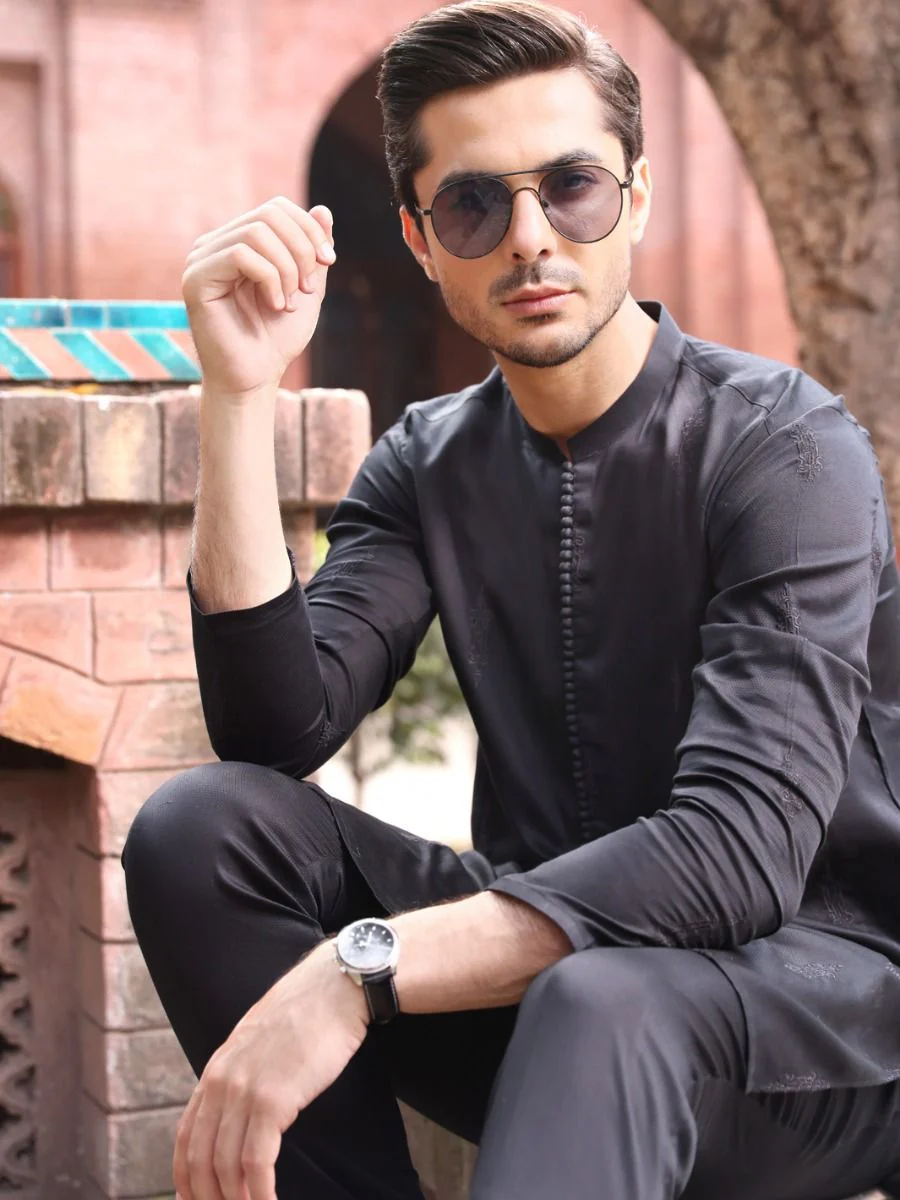 BLACK COTTON KURTA TROUSERS | AL-KT-US-2561 V-2 2021 - Image 2
