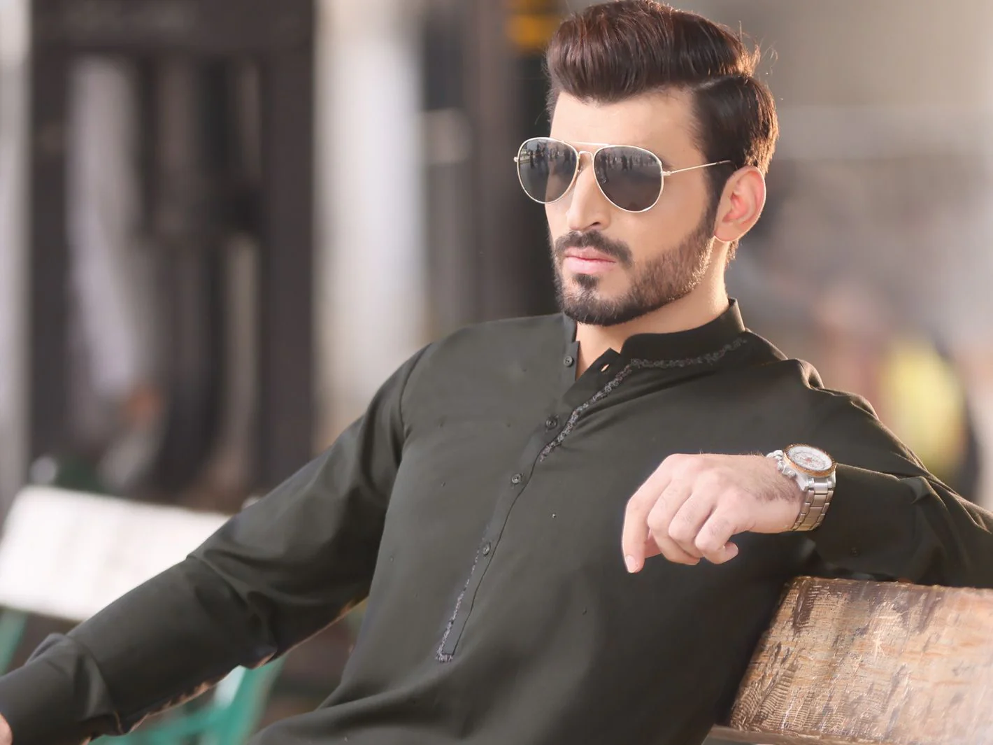 DARK GREEN VISCOSE KURTA TROUSERS | AL-KT-US-2584 V-1 2021 - Image 4