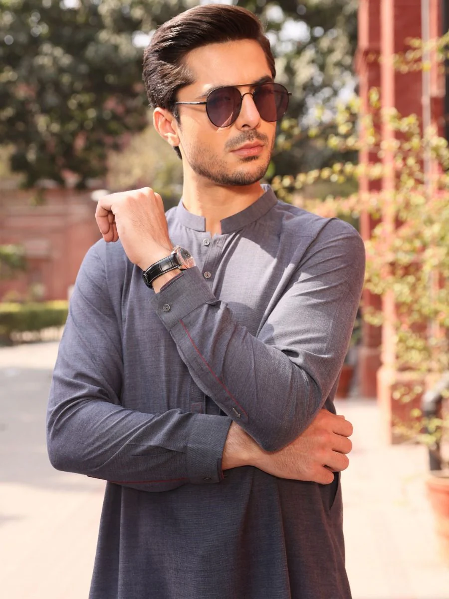 GREY VISCOSE KURTA TROUSERS | AL-KT-US-2608/AM-920A - Image 2