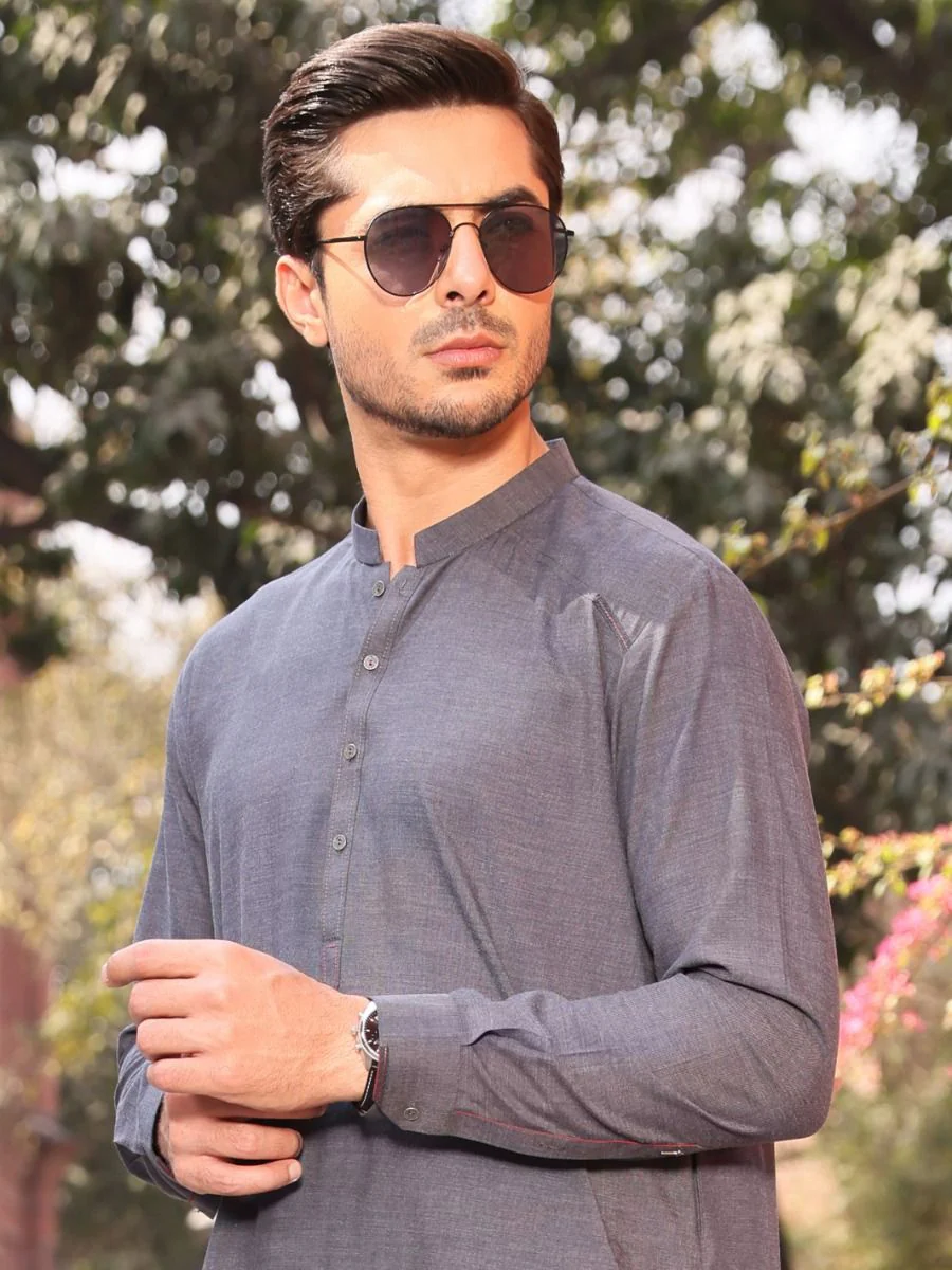 GREY VISCOSE KURTA TROUSERS | AL-KT-US-2608/AM-920A - Image 3