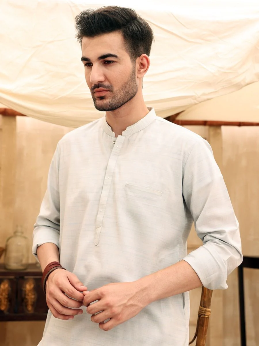 LIGHT BLUE VISCOSE KURTA TROUSERS | AL-KT-US-2616/AM-921A - Image 3