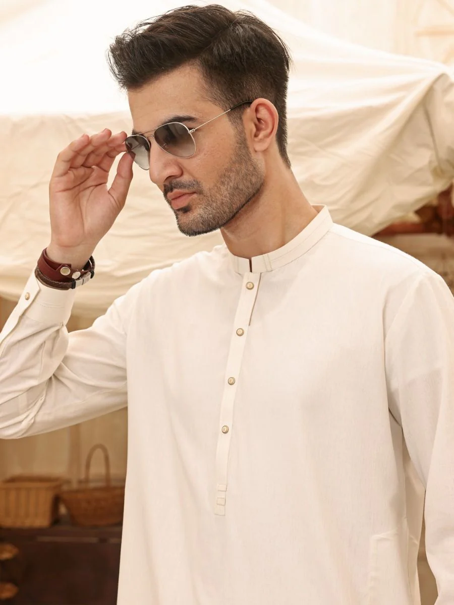WHITE VISCOSE KURTA TROUSERS | AL-KT-US-2623/AM-894A - Image 2