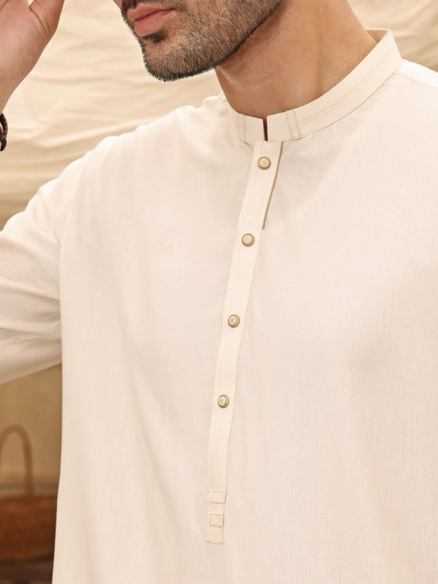 WHITE VISCOSE KURTA TROUSERS | AL-KT-US-2623/AM-894A - Image 3