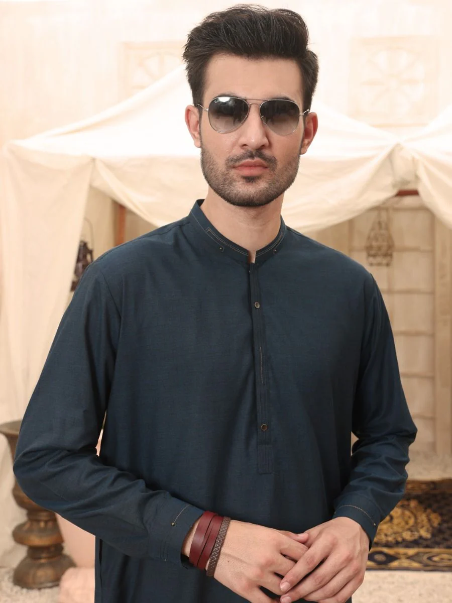 BLUE VISCOSE KURTA TROUSERS | AL-KT-US-2624/AM-920C - Image 2