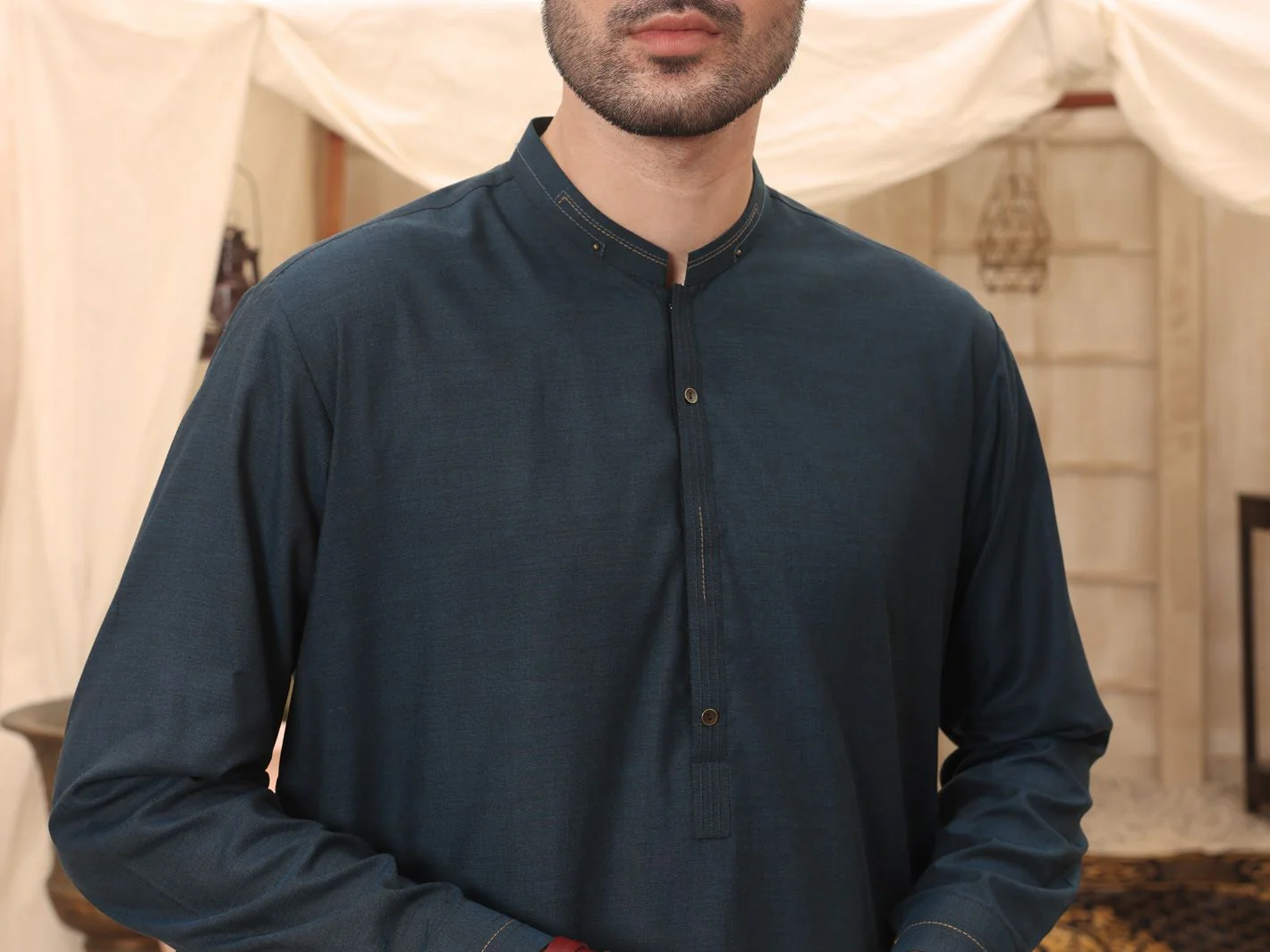 BLUE VISCOSE KURTA TROUSERS | AL-KT-US-2624/AM-920C - Image 3