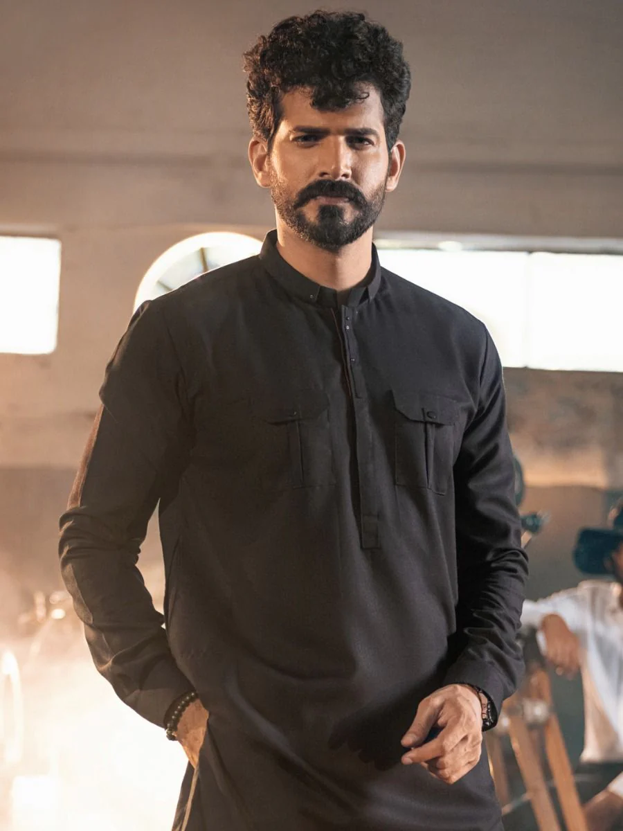 BLACK VISCOSE KURTA TROUSERS | AL-KT-US-2653/AM-5002D - Image 3