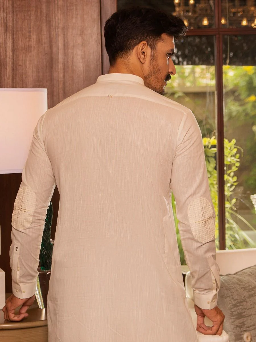 OFF WHITE COTTON KURTA TROUSERS | AL-KT-US-2654/AM-927A - Image 2