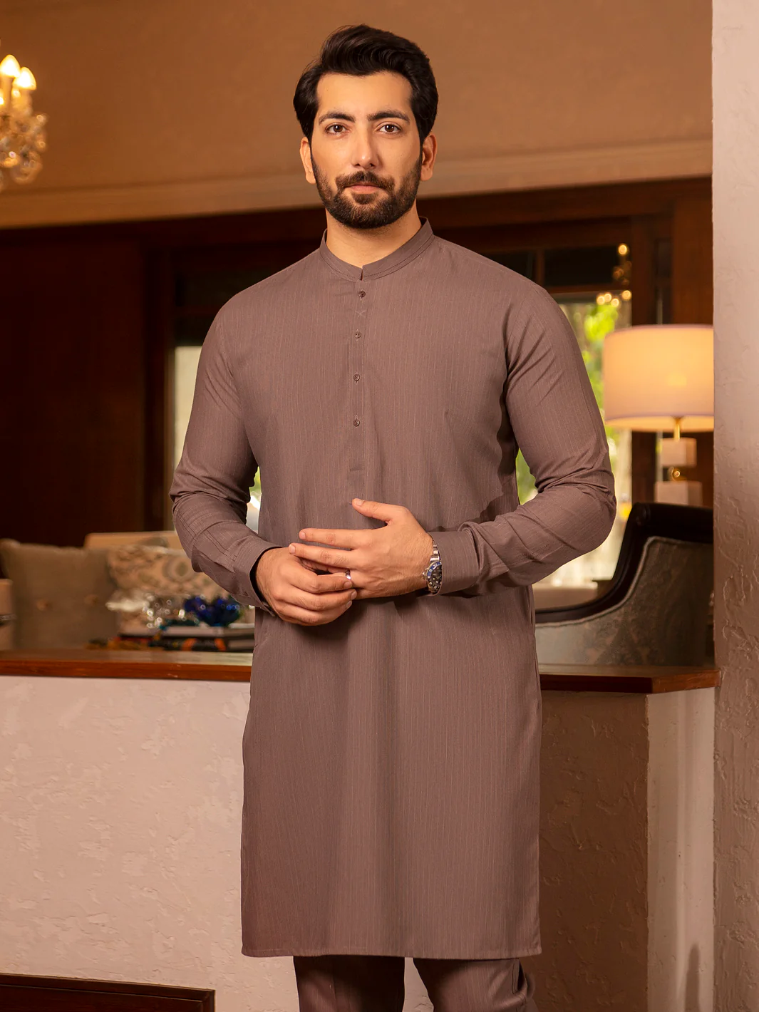 LIGHT BROWN VISCOSE KURTA TROUSERS | AL-KT-US-2662/AM-5005A - Image 2
