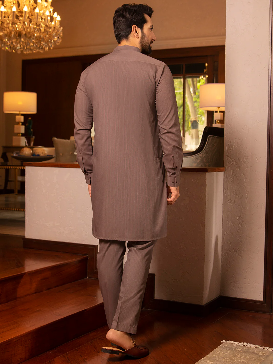 LIGHT BROWN VISCOSE KURTA TROUSERS | AL-KT-US-2662/AM-5005A - Image 3