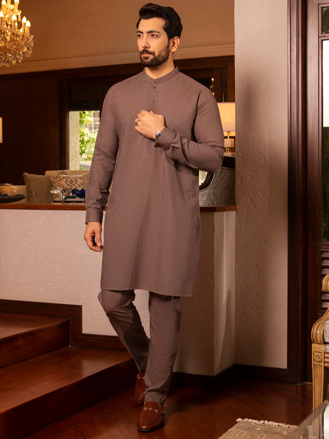 LIGHT BROWN VISCOSE KURTA TROUSERS | AL-KT-US-2662/AM-5005A - Image 4
