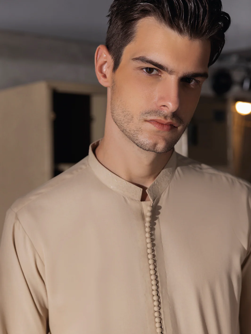 SAND VISCOSE KURTA TROUSERS | AL-KT-US-2670A/AM-5003C - Image 2