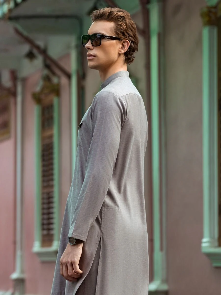 GREY COTTON KURTA TROUSERS | AL-KT-US-2673A/AM-908A - Image 3