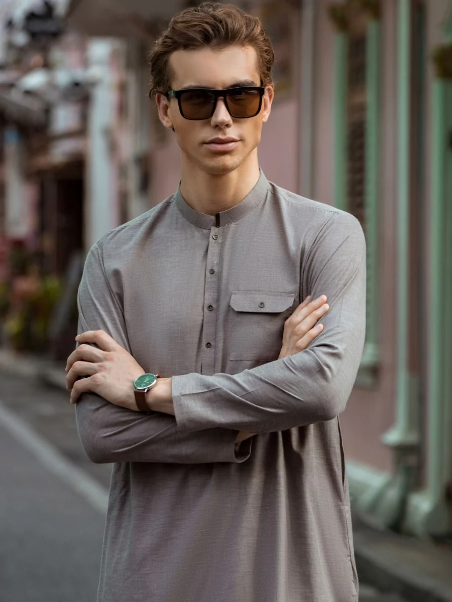 GREY COTTON KURTA TROUSERS | AL-KT-US-2673A/AM-908A - Image 4