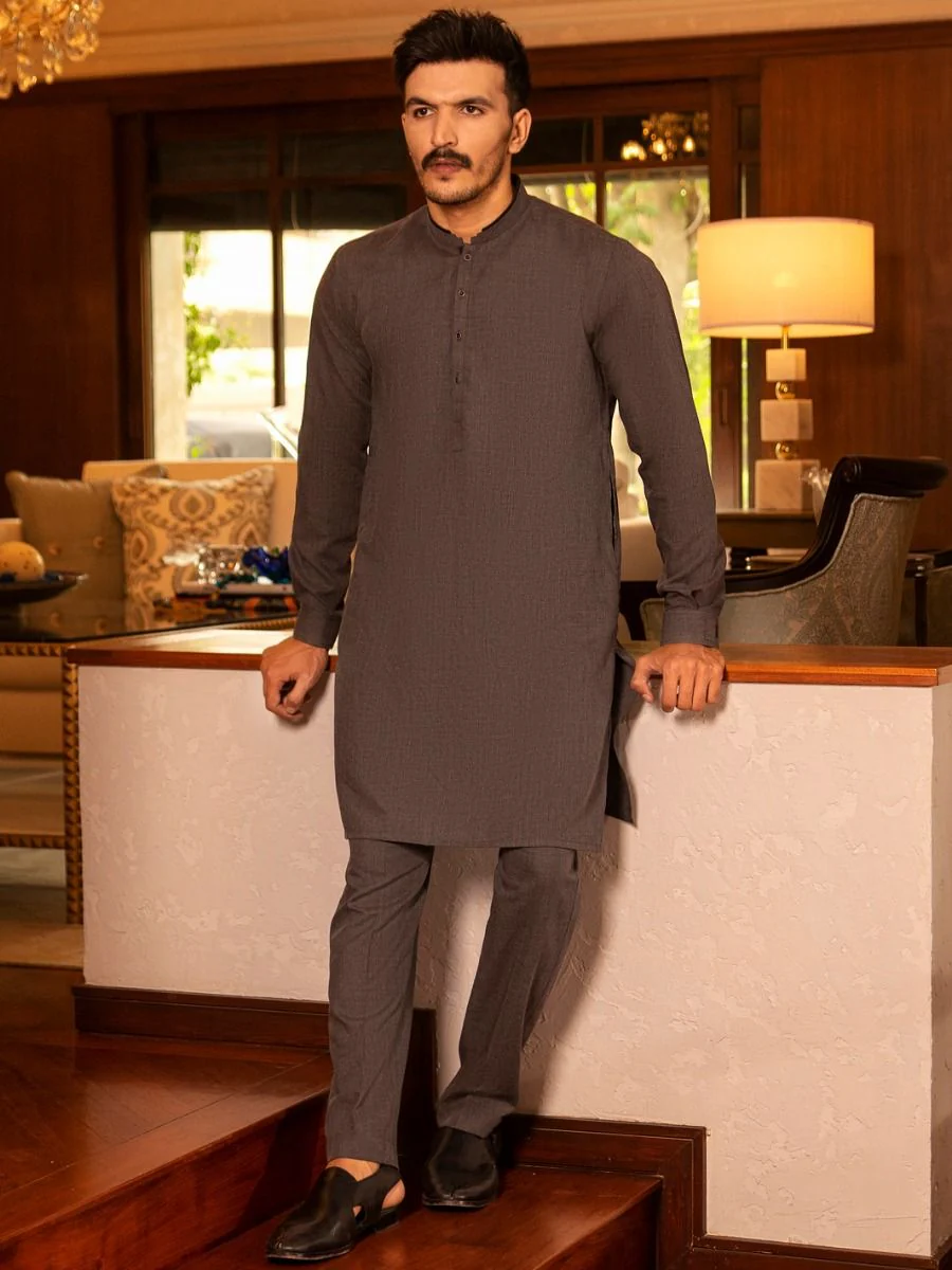 GREY VISCOSE KURTA TROUSERS | AL-KT-US-2686/AM-5002C - Image 5