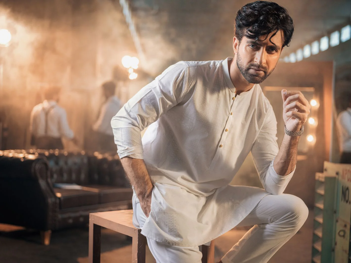 WHITE VISCOSE KURTA TROUSERS | AL-KT-US-2688/AM-994A - Image 4
